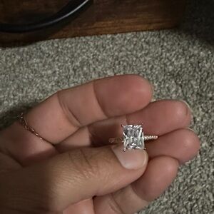 Rose Gold Solitaire Square-Cut CZ Engagement Ring